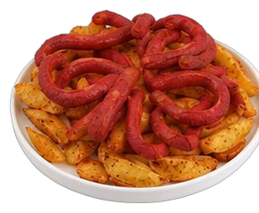 Patates ve sosis tabağı